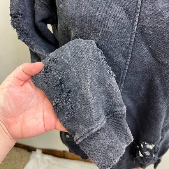 Joe's Jeans Bibiana Pullover XS Black Sweatshirt Distressed Destroyed Holes Used - Picture 6 of 13